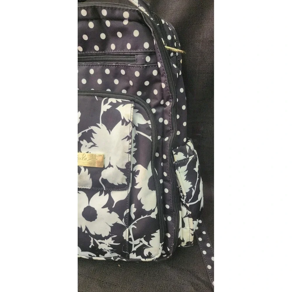 JuJuBe Be Right Back Diaper Backpack, The Heiress Polkadot Black‎ EUC